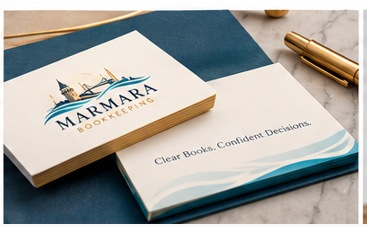 Marmara Bookkeeping branded stationery and business cards
